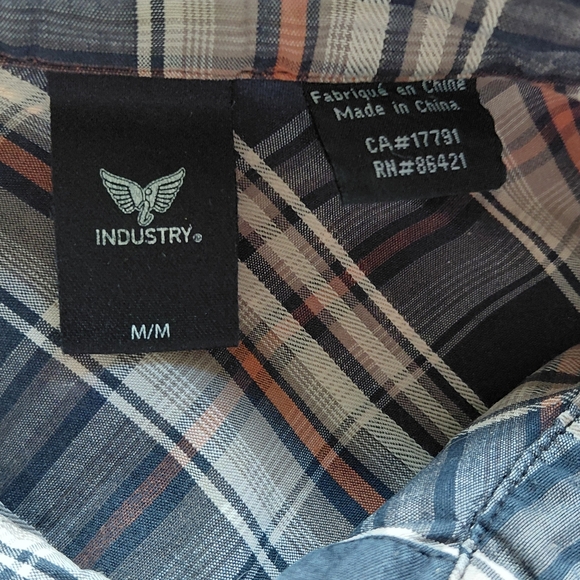 Men's Casual Plaid Button-Down Shirt - Black and Orange - Picture 8 of 10